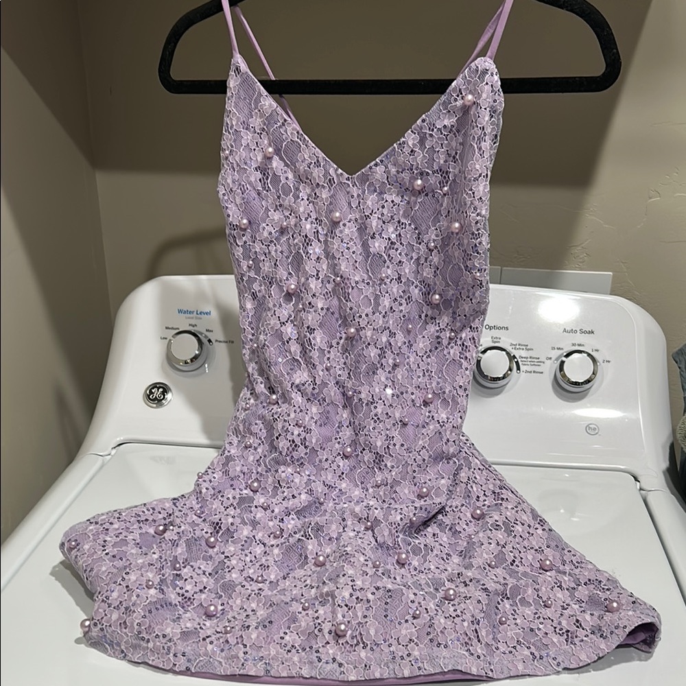 Lavender Lace Spaghetti Strap Dress